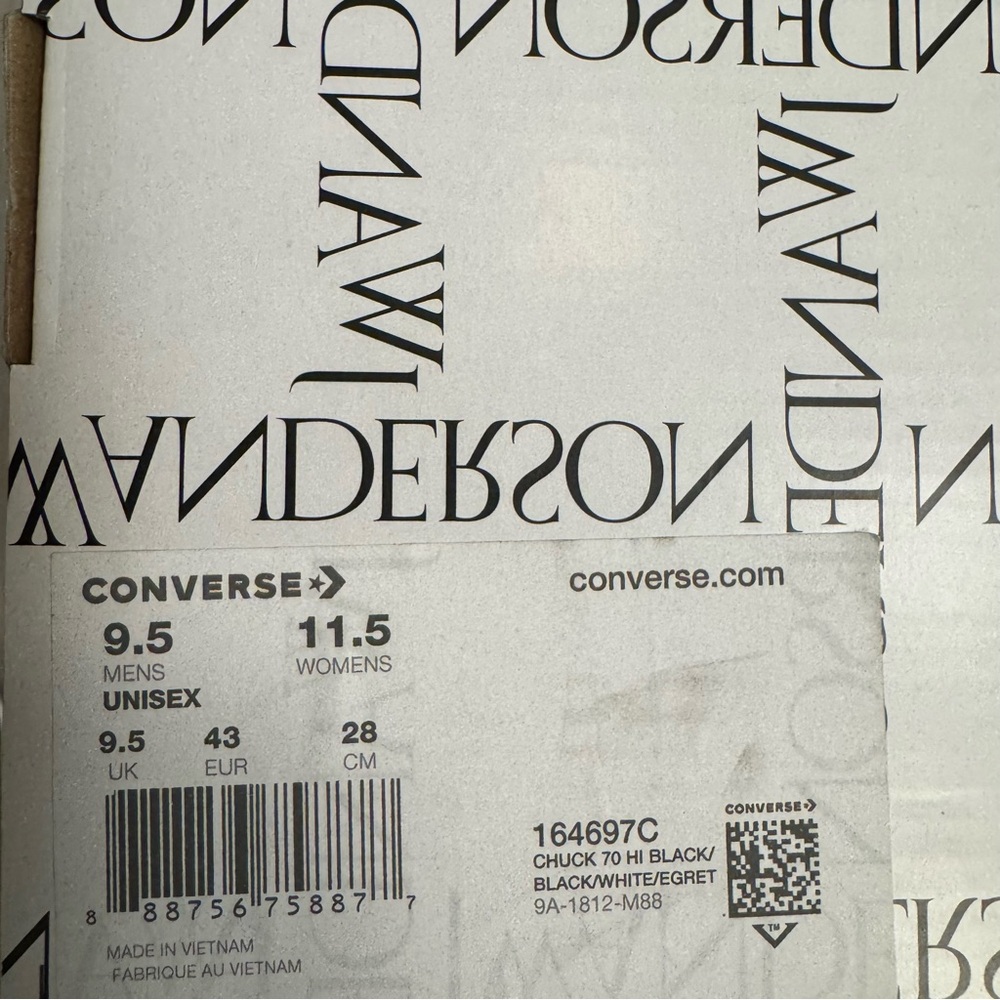 JW Anderson & Converse Glitter High-Top Sneakers - Black and Multicolor - Picture 8 of 8